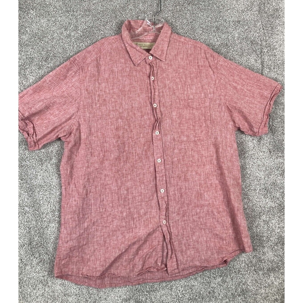 Boca Classics Island Wear Mens XL Shirt Pink Heathered Hawaiian Linen Cotton